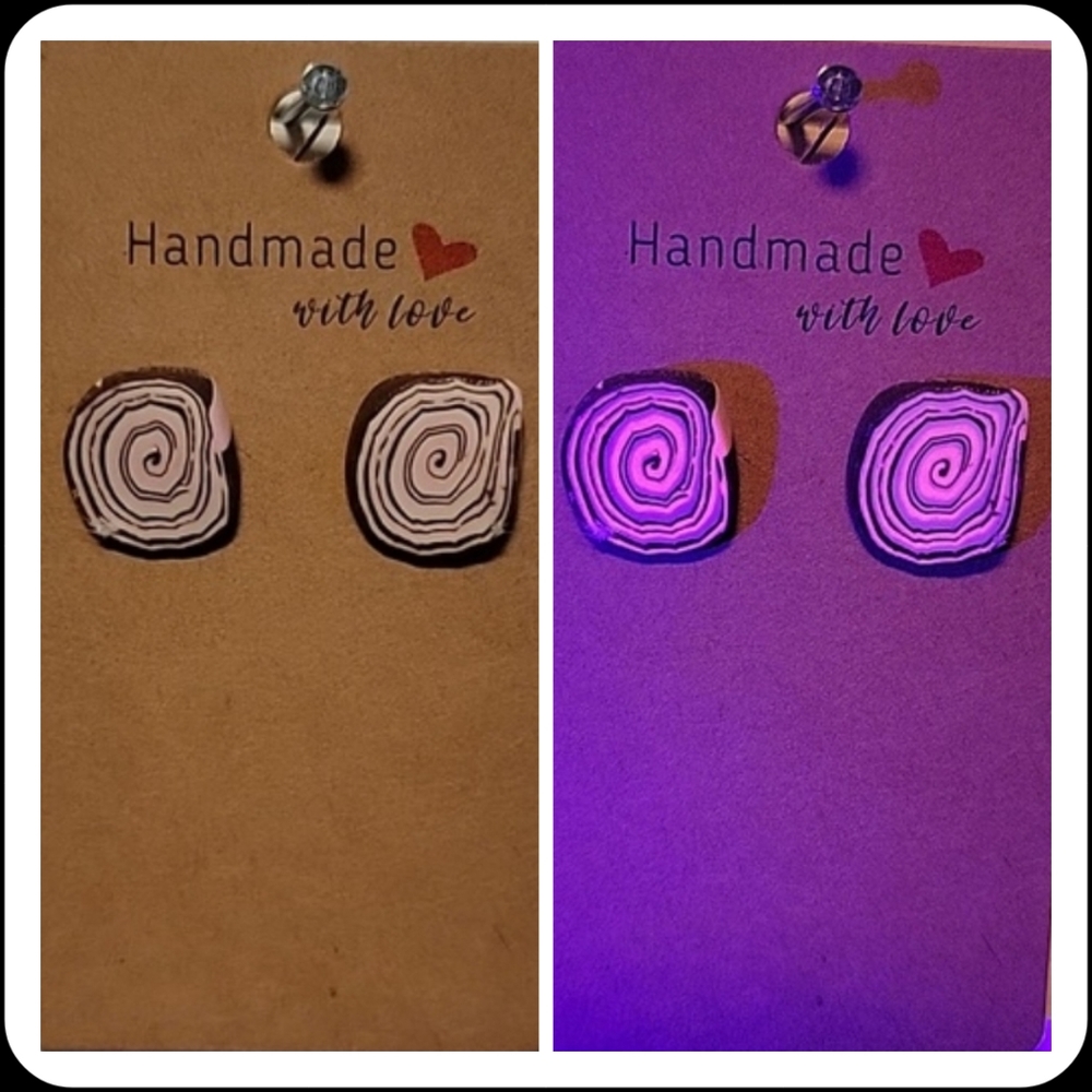 Neopolitan Ice Cream "Ugly Sweater" UV Reactive Handmade Earrings